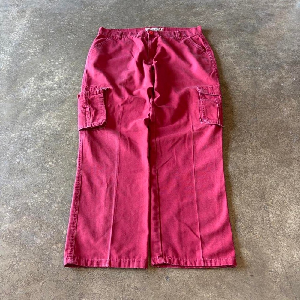 2000s y2k sacred crown red cargo pants